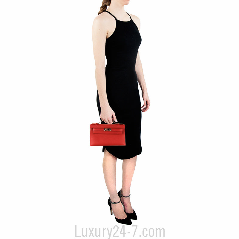 Hermes Epsom Rouge Casaque Kelly Pochette