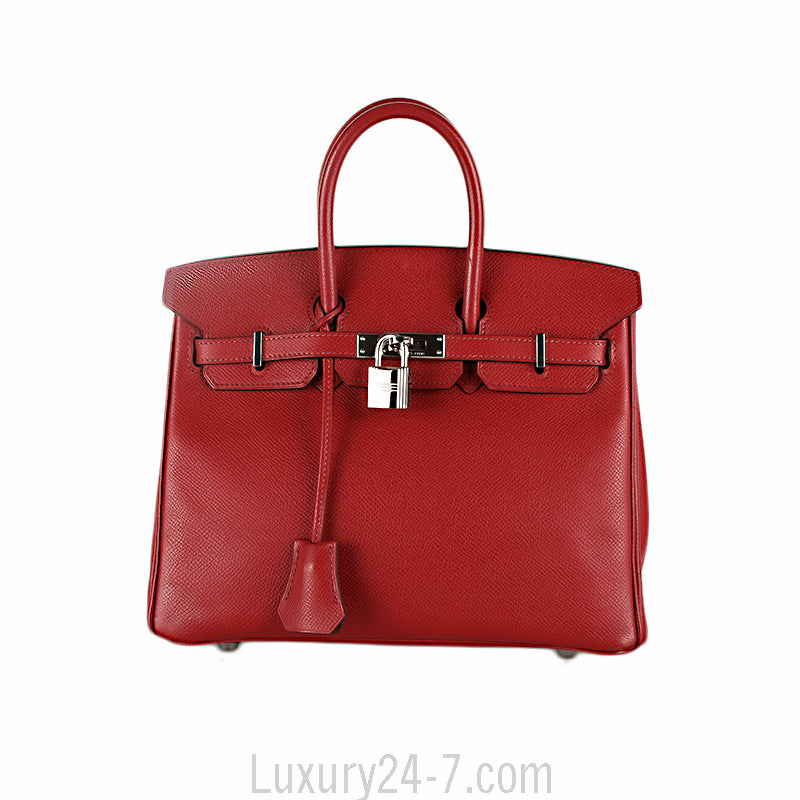Hermes Rouge Garance Epsom 25cm Birkin Handbag