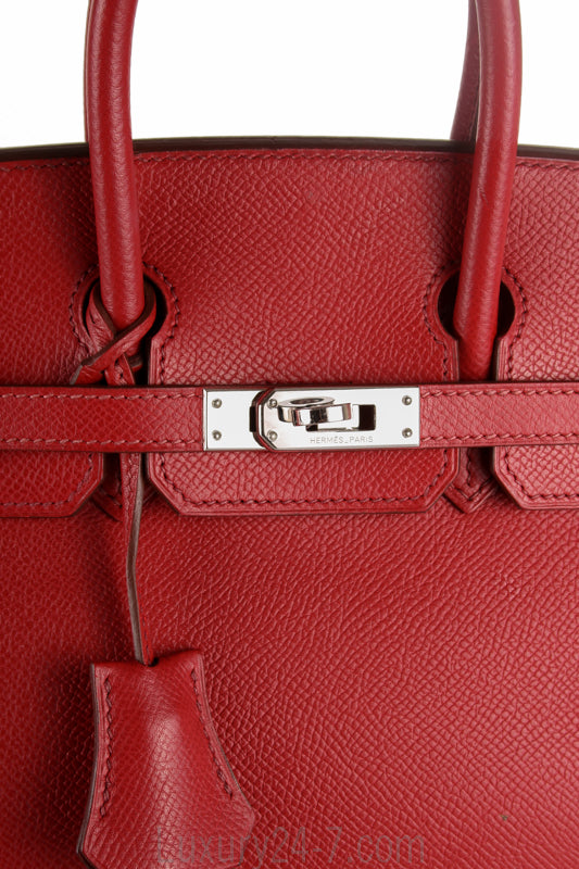 Hermes Rouge Garance Epsom 25cm Birkin Handbag