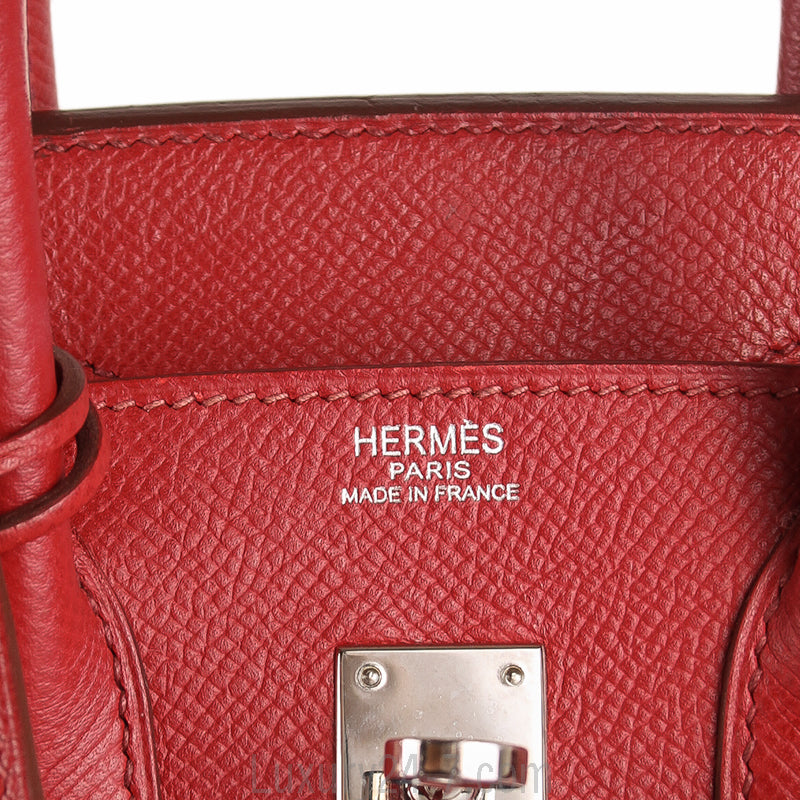Hermes Rouge Garance Epsom 25cm Birkin Handbag