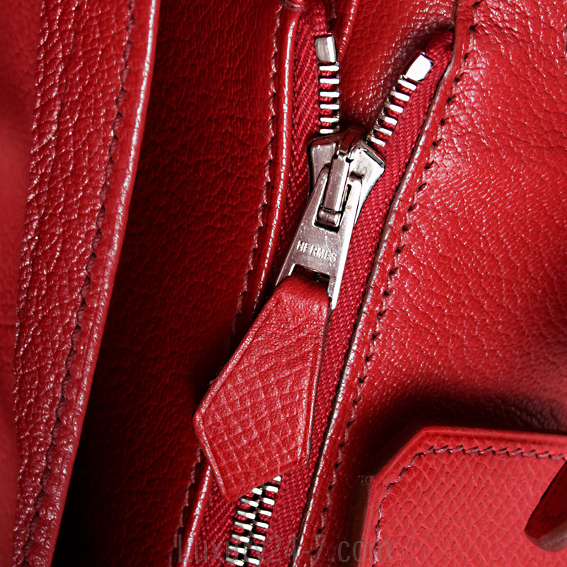 Hermes Rouge Garance Epsom 25cm Birkin Handbag
