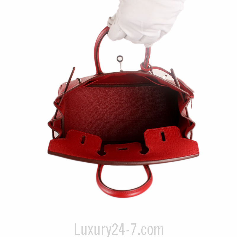 Hermes Rouge Garance Epsom 25cm Birkin Handbag