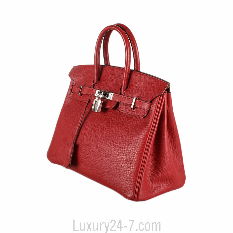 Hermes Rouge Garance Epsom 25cm Birkin Handbag