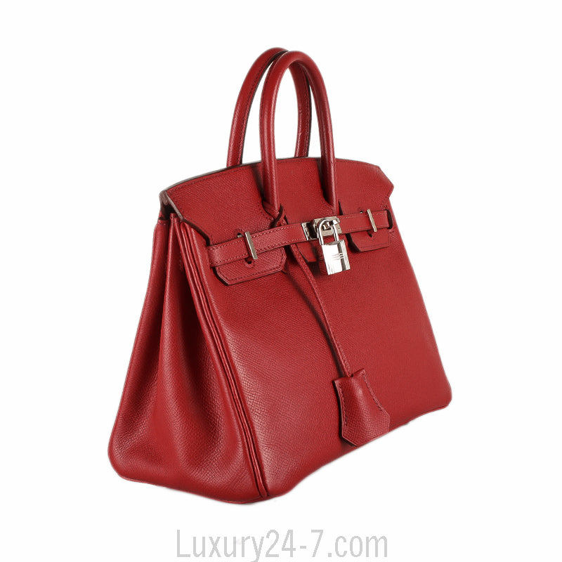 Hermes Rouge Garance Epsom 25cm Birkin Handbag