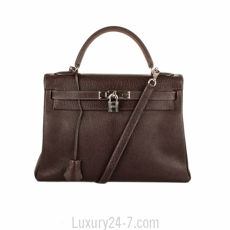 Hermes Cacaon Chevre Mysore Kelly Retourne 32 Bag