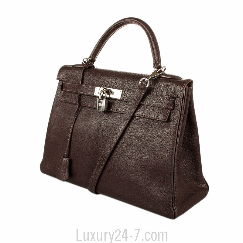 Hermes Cacaon Chevre Mysore Kelly Retourne 32 Bag