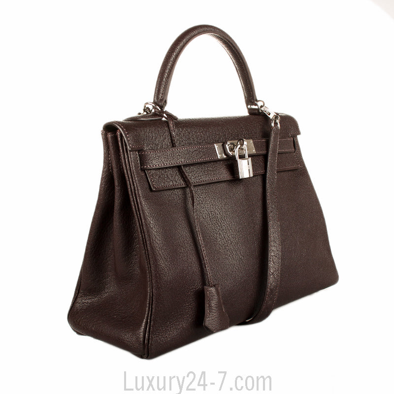 Hermes Cacaon Chevre Mysore Kelly Retourne 32 Bag