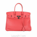 Hermes Rose Lipstick Clemence Birkin 35 Handbag