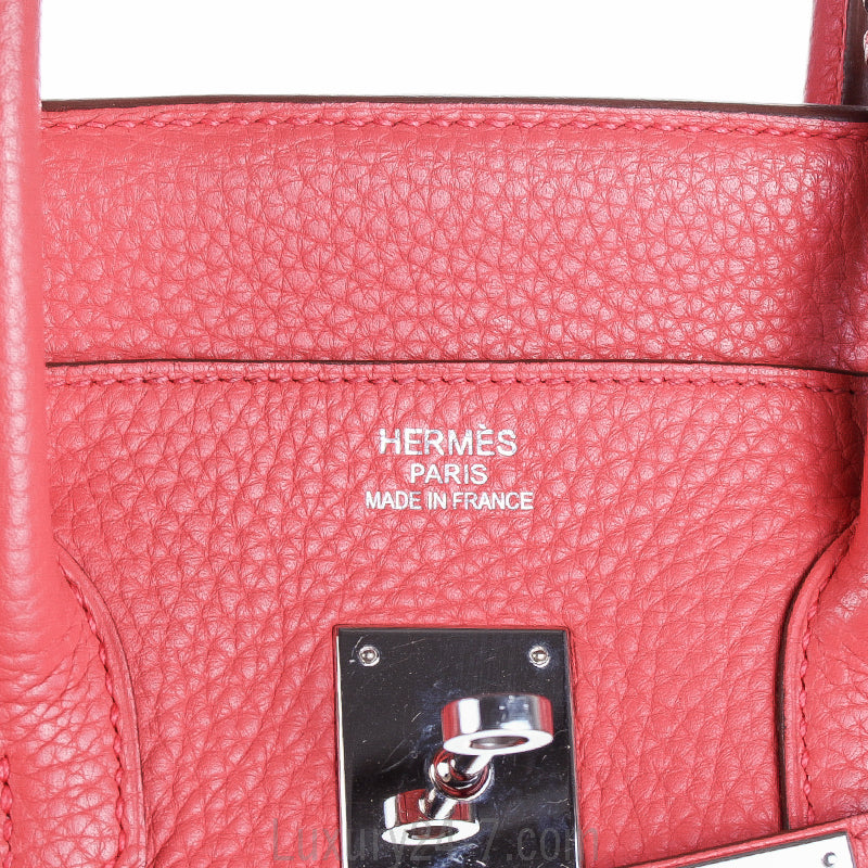 Hermes Rose Lipstick Clemence Birkin 35 Handbag