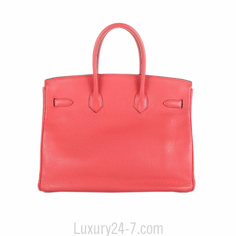 Hermes Rose Lipstick Clemence Birkin 35 Handbag