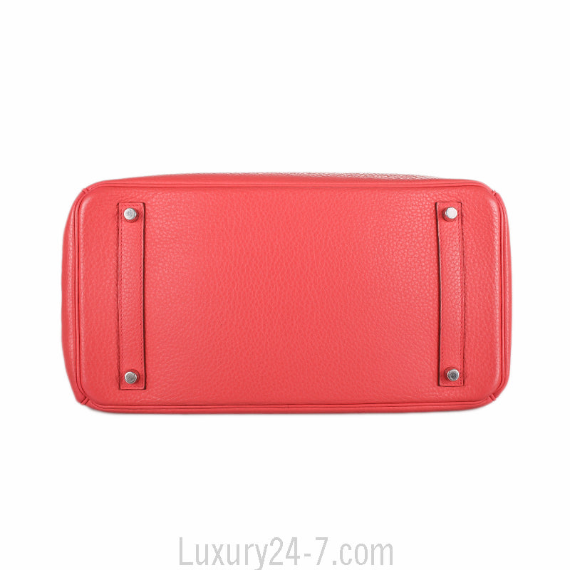 Hermes Rose Lipstick Clemence Birkin 35 Handbag