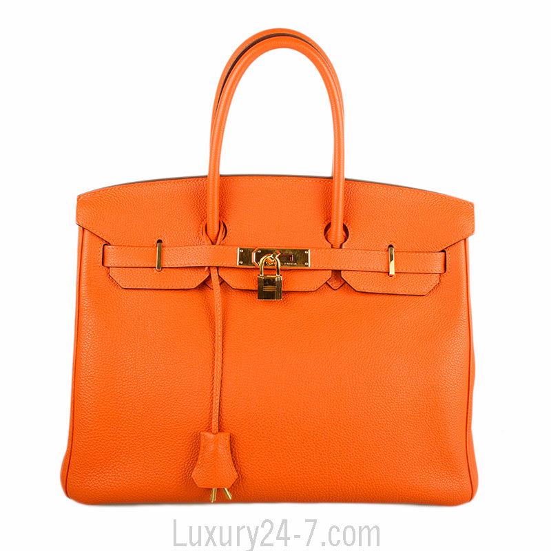 Hermes Orange H Togo Birkin 35 GHW