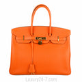 Hermes Orange H Togo Birkin 35 GHW