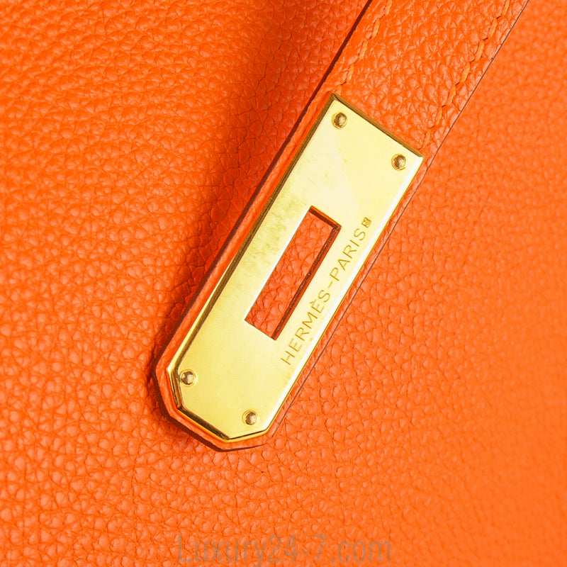 Hermes Orange H Togo Birkin 35 GHW