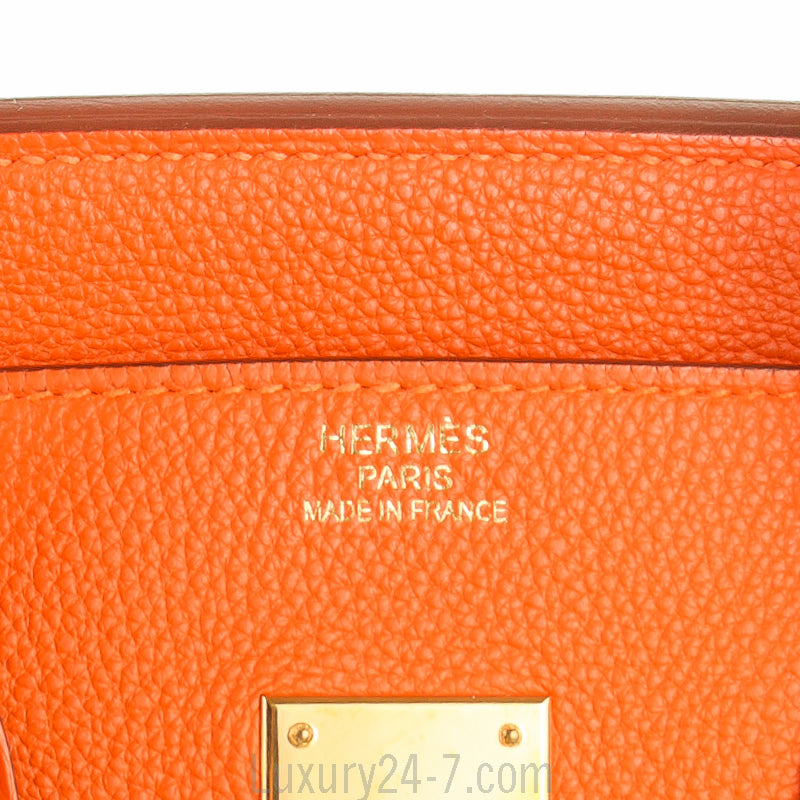 Hermes Orange H Togo Birkin 35 GHW