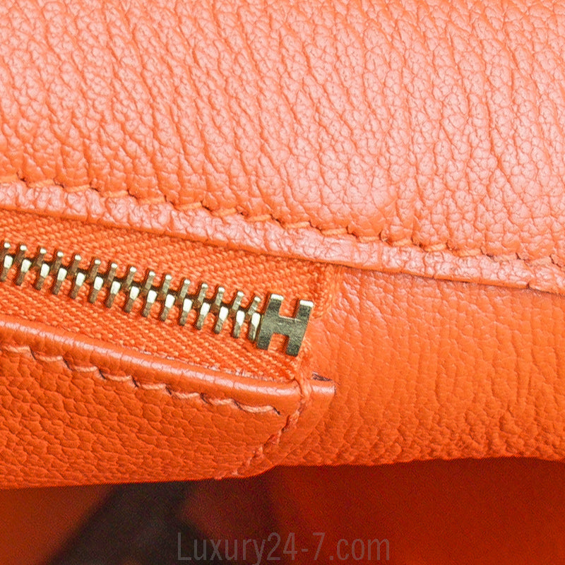 Hermes Orange H Togo Birkin 35 GHW