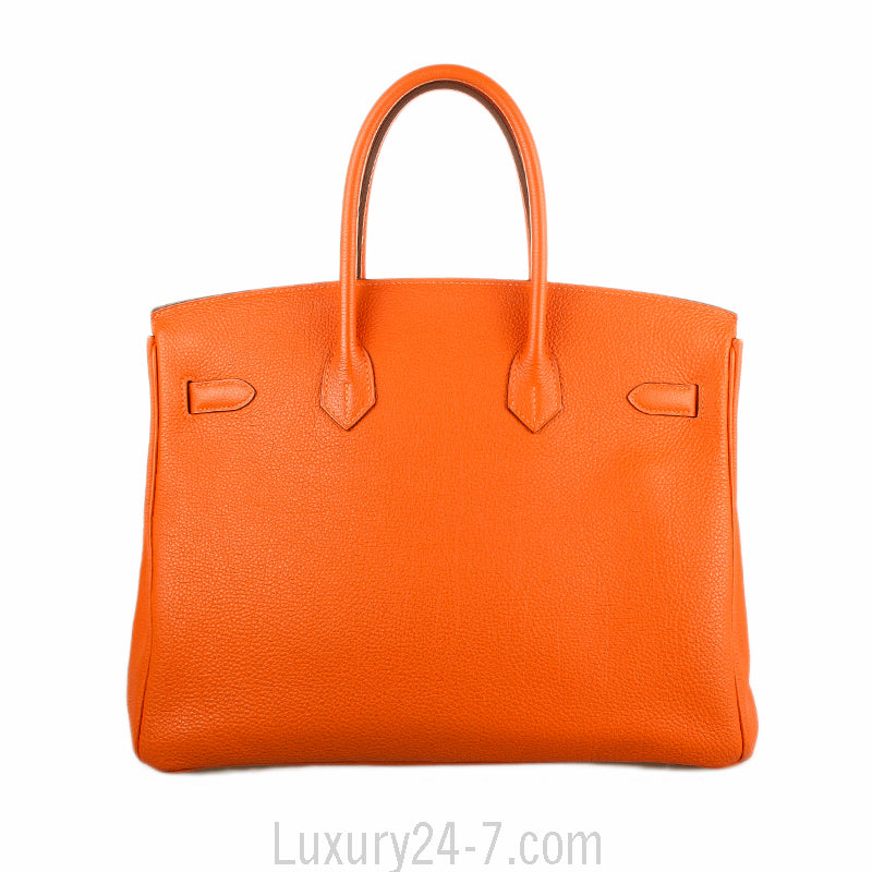 Hermes Orange H Togo Birkin 35 GHW