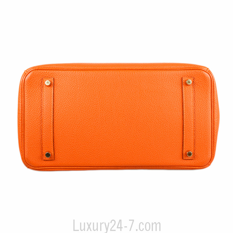 Hermes Orange H Togo Birkin 35 GHW