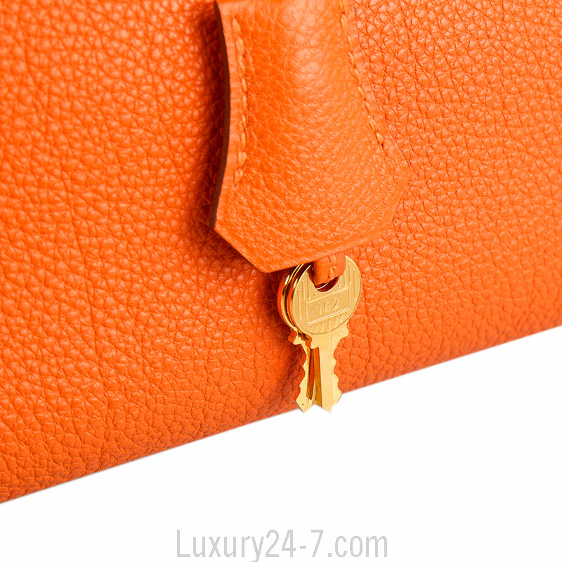 Hermes Orange H Togo Birkin 35 GHW