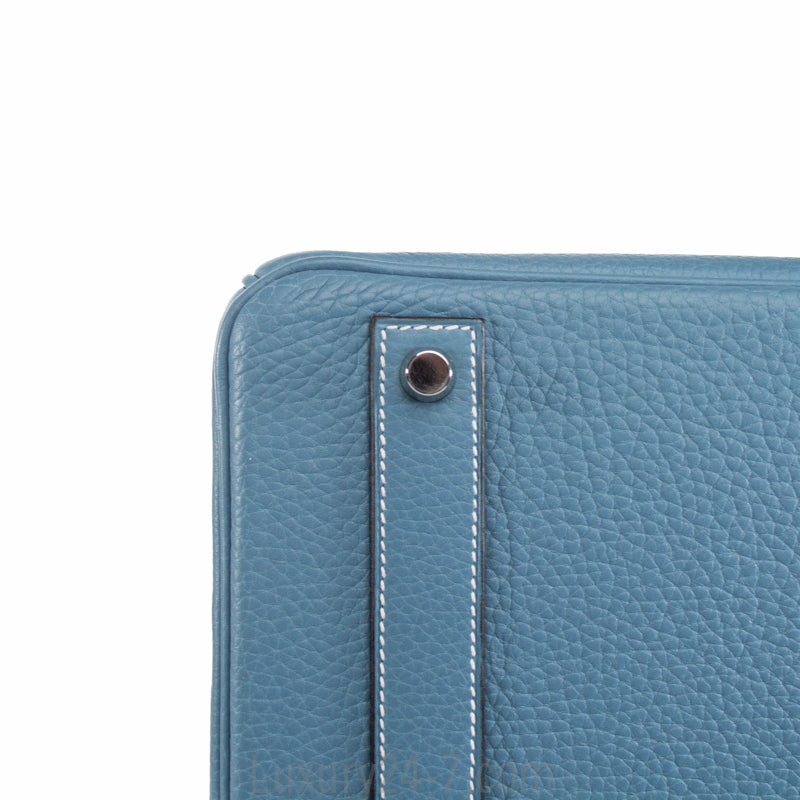 Hermes 40cm Blue Jean Clemence Birkin Handbag