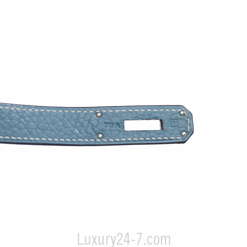 Hermes 40cm Blue Jean Clemence Birkin Handbag