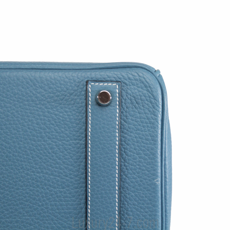 Hermes 40cm Blue Jean Clemence Birkin Handbag