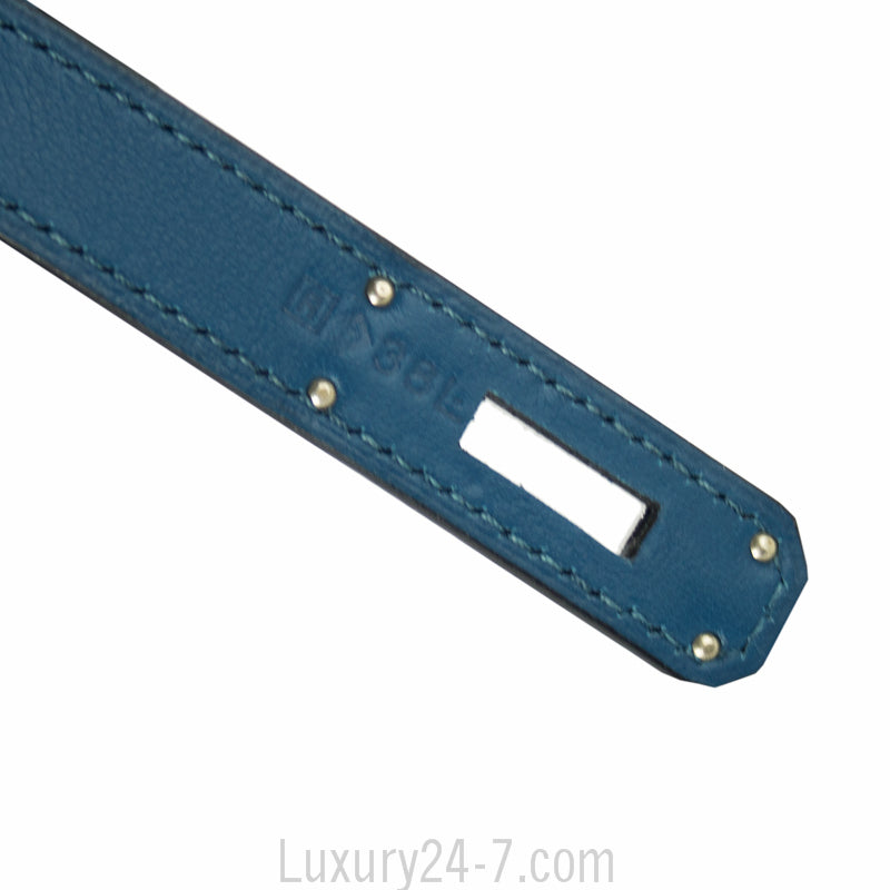 Hermes Limited Edition Blue de Galice Grain d'H & Swift Leather Ghillies Kelly Bag