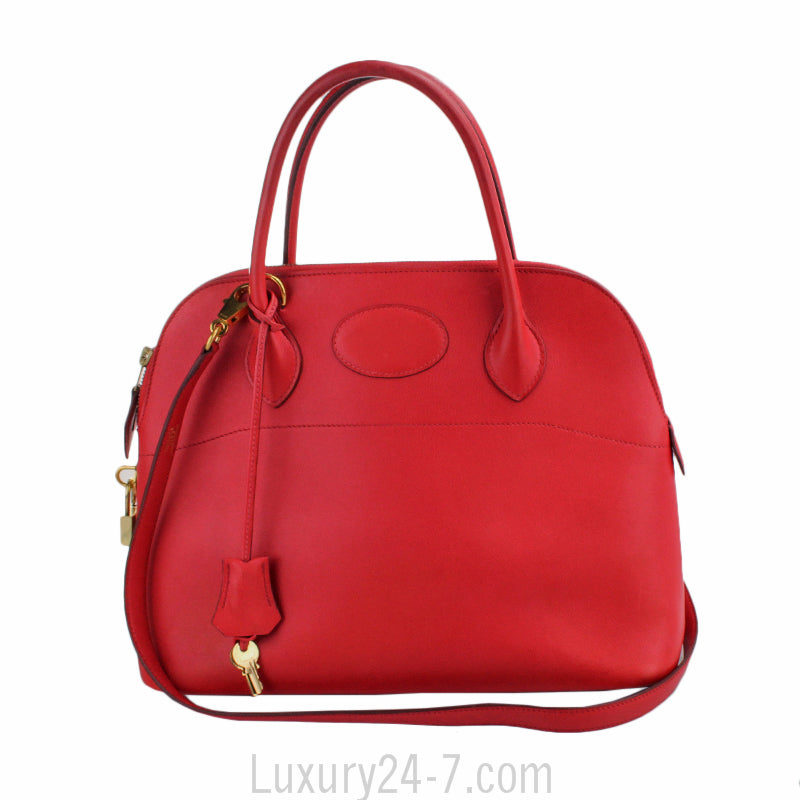 Hermes Rouge Swift Bolide 31 Bag