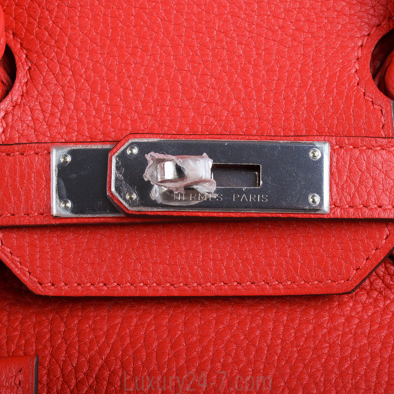 Hermes Rouge Tomate Clemence Birkin 30 Bag