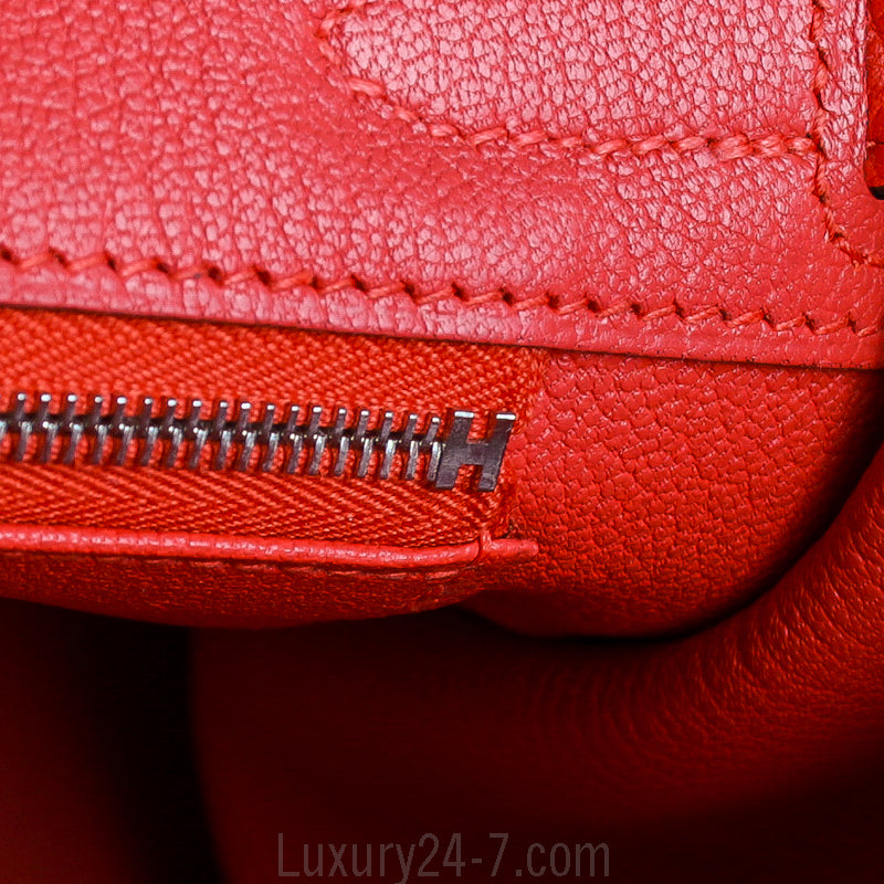 Hermes Rouge Tomate Clemence Birkin 30 Bag