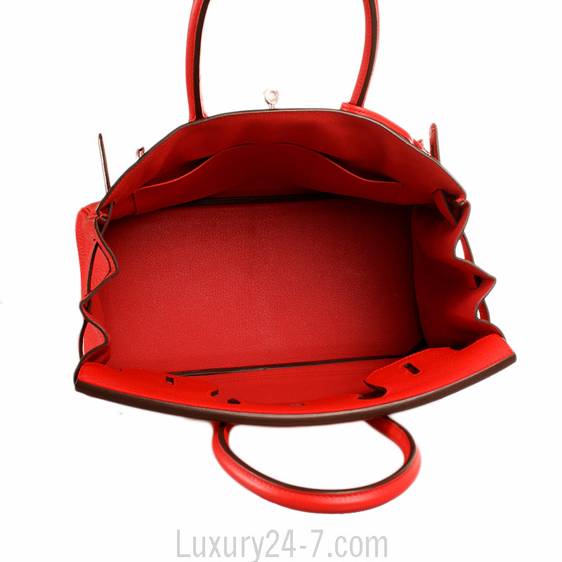 Hermes Rouge Tomate Clemence Birkin 30 Bag