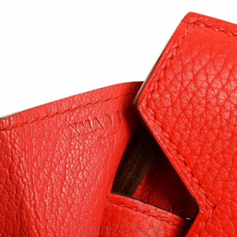 Hermes Rouge Tomate Clemence Birkin 30 Bag