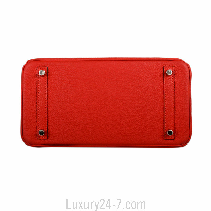 Hermes Rouge Tomate Clemence Birkin 30 Bag