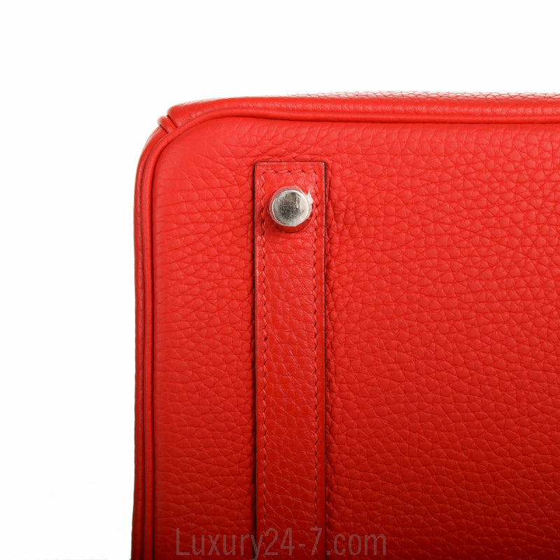 Hermes Rouge Tomate Clemence Birkin 30 Bag