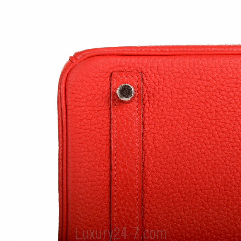 Hermes Rouge Tomate Clemence Birkin 30 Bag