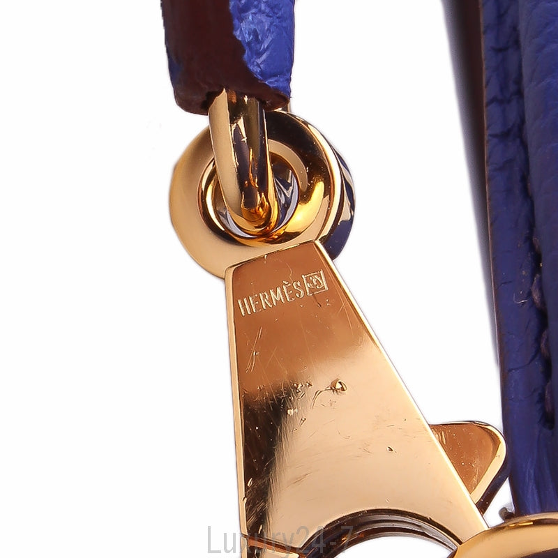 Hermès Blue Electric and Rouge H Togo Kelly 32