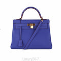 Hermès Blue Electric and Rouge H Togo Kelly 32