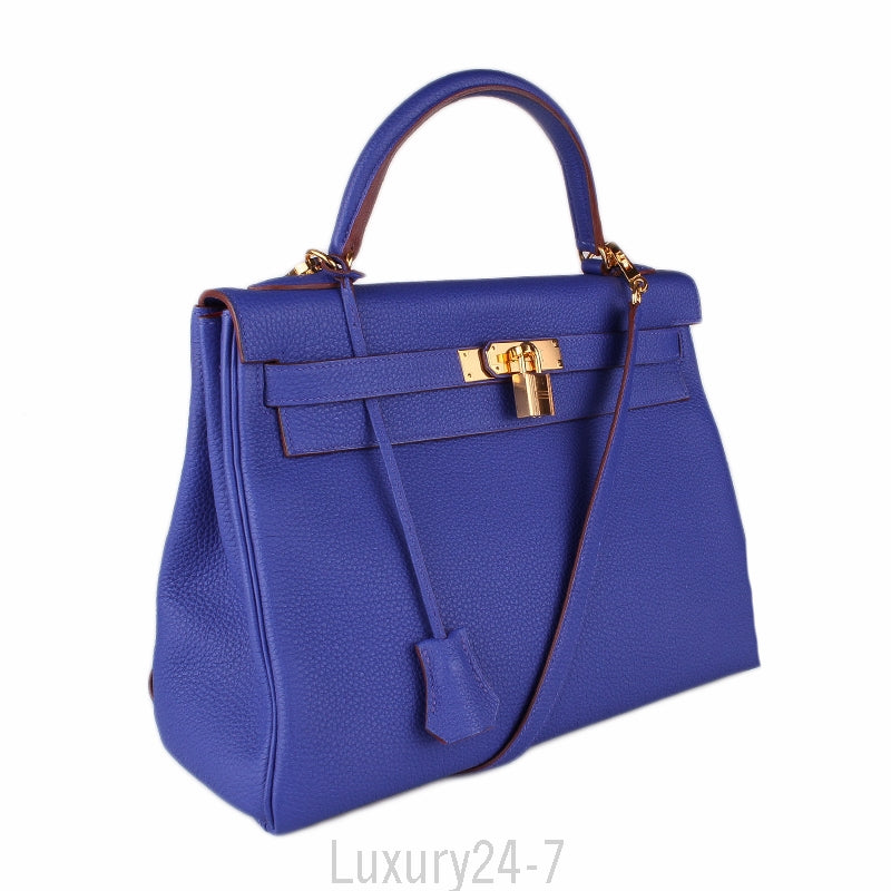 Hermès Blue Electric and Rouge H Togo Kelly 32