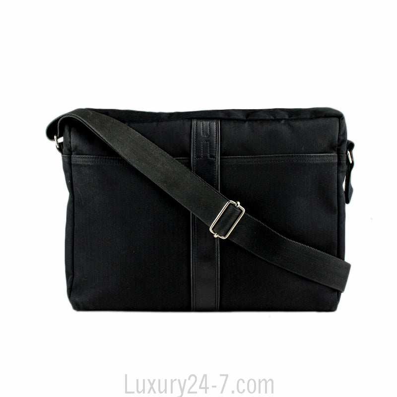 Hermes Black Canvas Messenger Bag