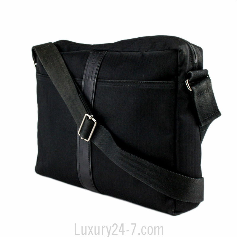 Hermes Black Canvas Messenger Bag