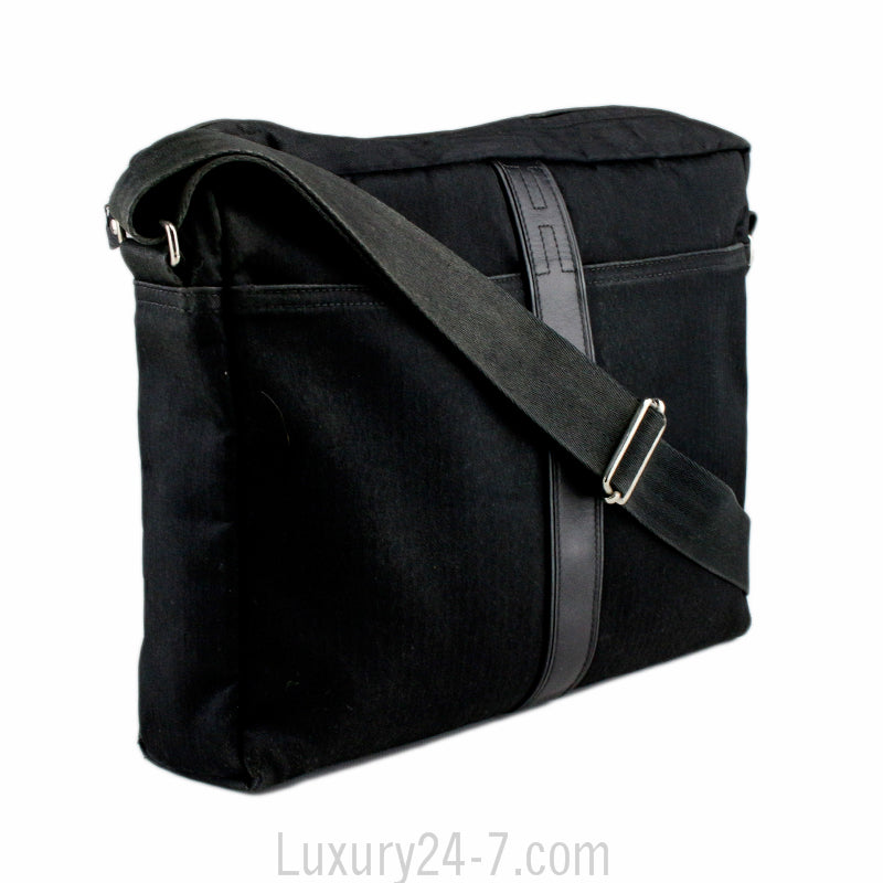 Hermes Black Canvas Messenger Bag