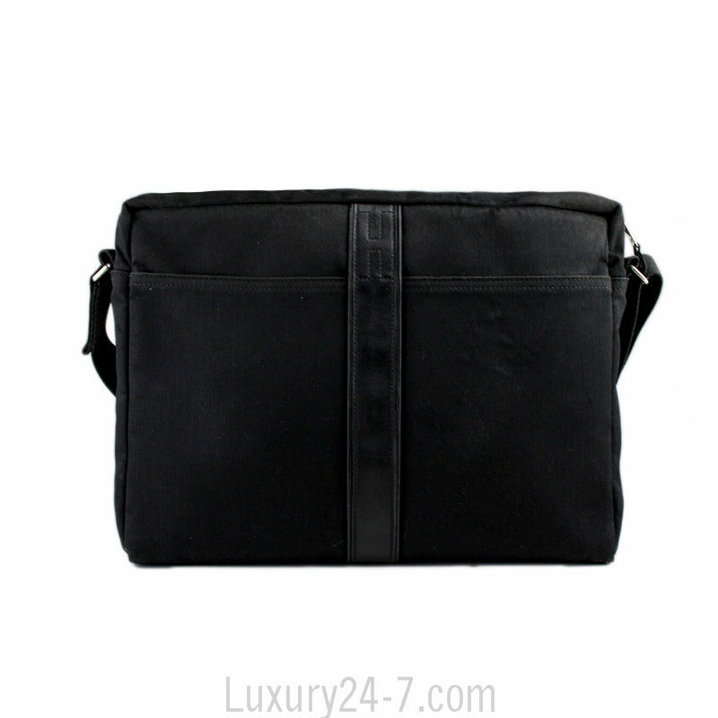 Hermes Black Canvas Messenger Bag