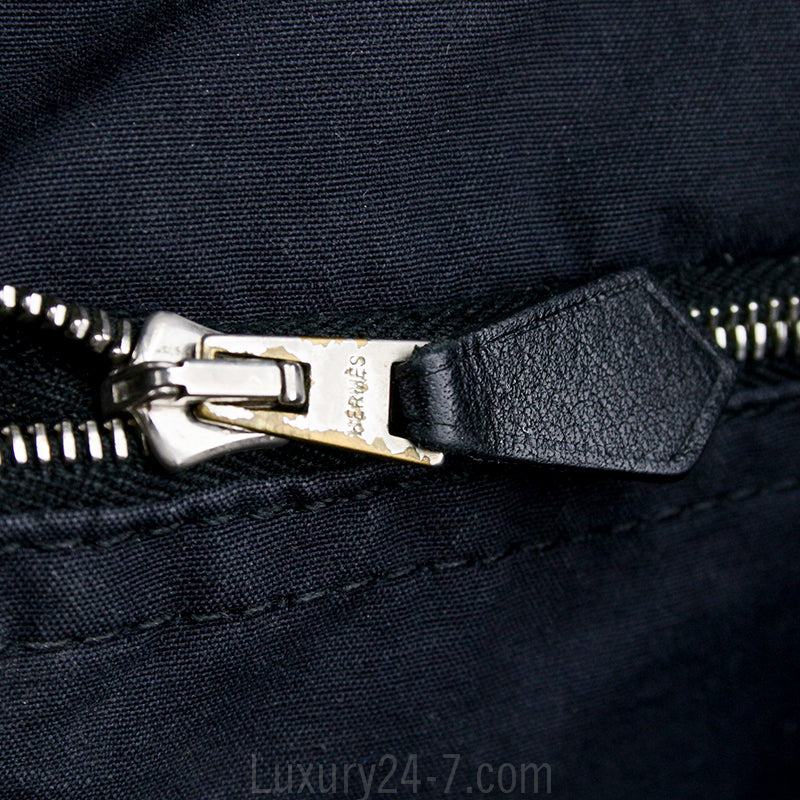 Hermes Black Canvas Messenger Bag