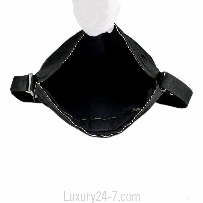 Hermes Black Canvas Messenger Bag
