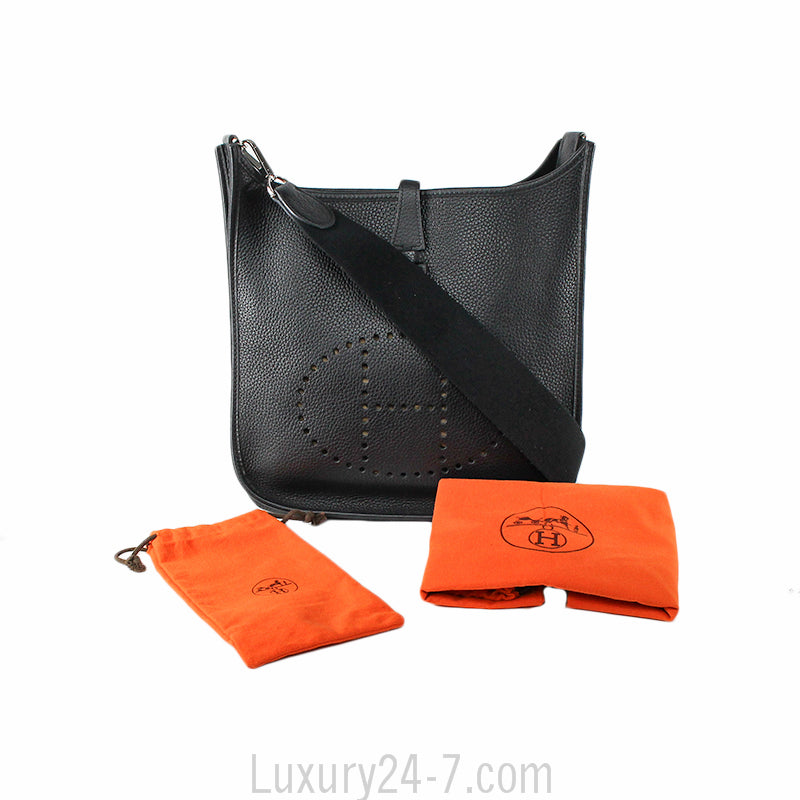 Hermes Evelyne I PM Black Clemence Shoulder Bag