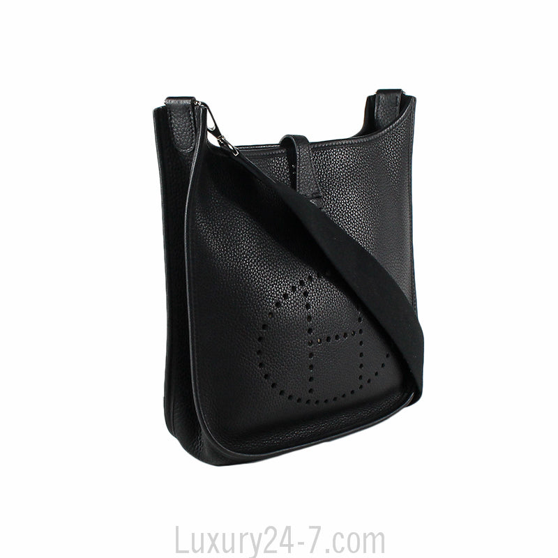 Hermes Evelyne I PM Black Clemence Shoulder Bag
