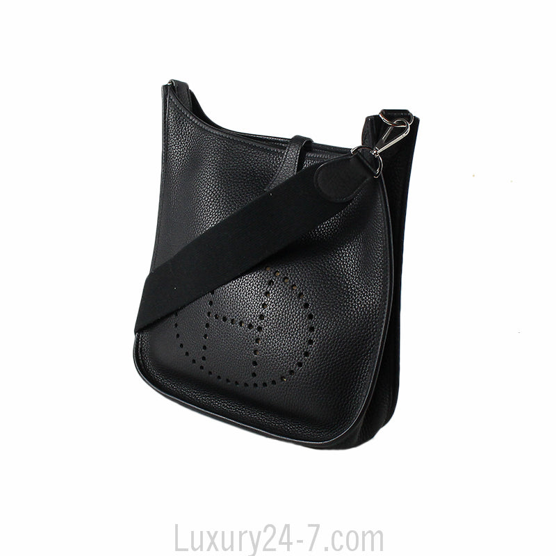 Hermes Evelyne I PM Black Clemence Shoulder Bag
