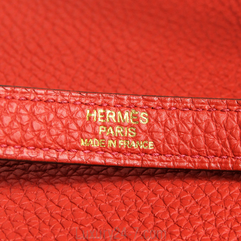 Hermes 35cm Geranium Togo Retourne Kelly Bag GHW