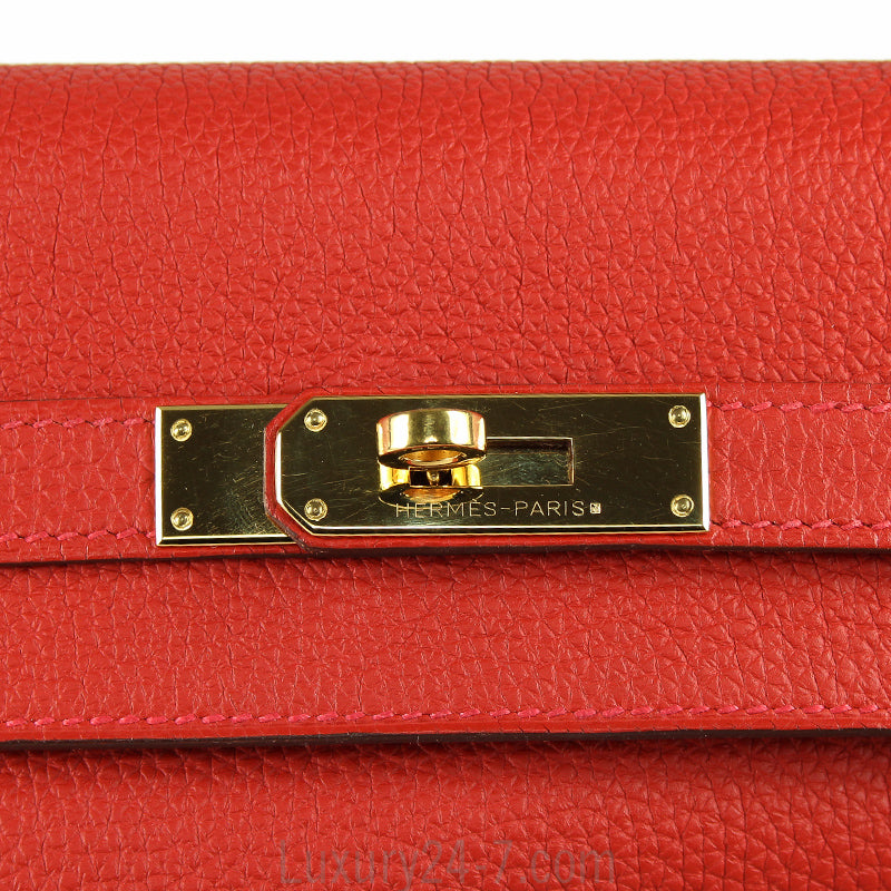 Hermes 35cm Geranium Togo Retourne Kelly Bag GHW