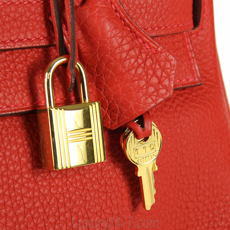 Hermes 35cm Geranium Togo Retourne Kelly Bag GHW